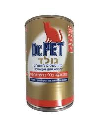 קופסה של אוכל לחתולים מבית Dr.PET, מזון איכותי וטעים לחתולים.