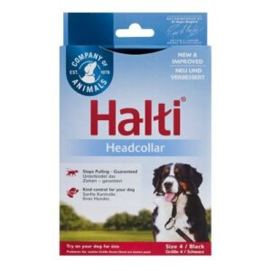 רצועת ראש לכלבים Halti, לשימוש נוח יותר בטיולים עם כלבים, מוצר מומלץ לחנויות חיות.